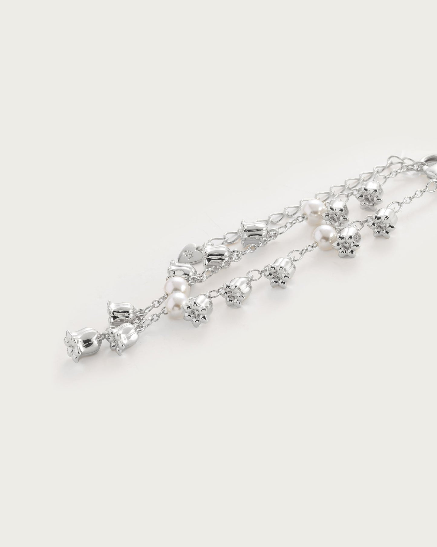 Lily of the Valley Pearl Bracelet in Silver
