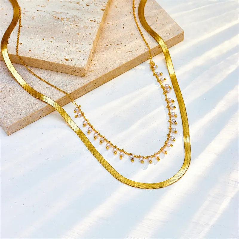 Luxury Snake Choker & Pearl Jewelry Set | 18k Gold