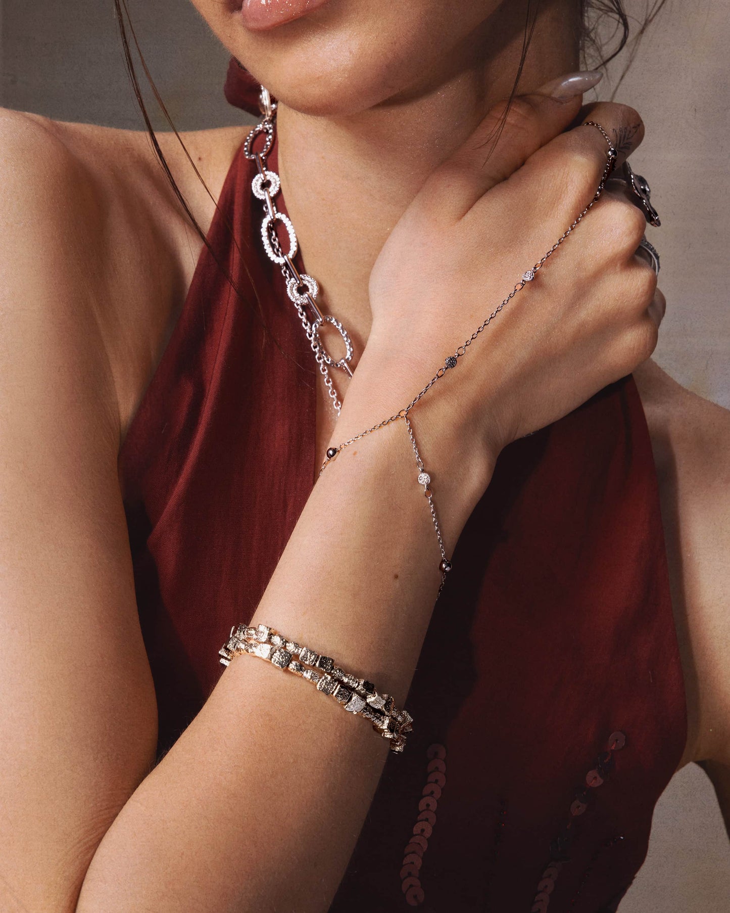 Textured Square Bracelet in Silver
