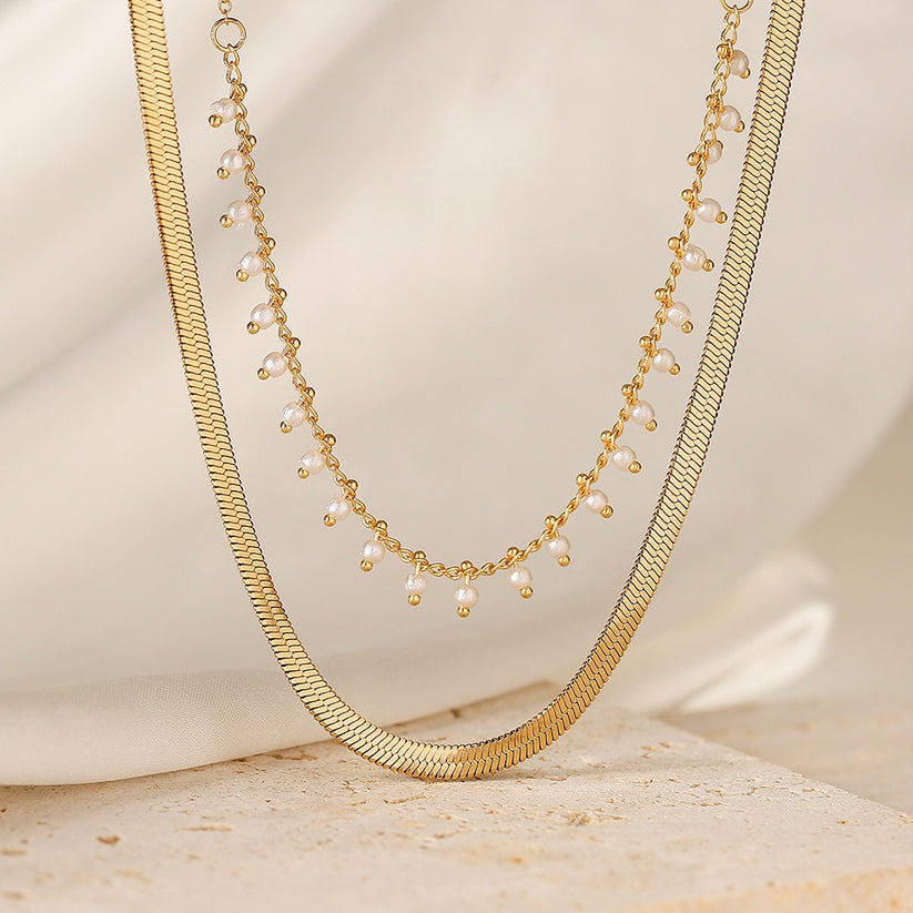Luxury Snake Choker & Pearl Jewelry Set | 18k Gold