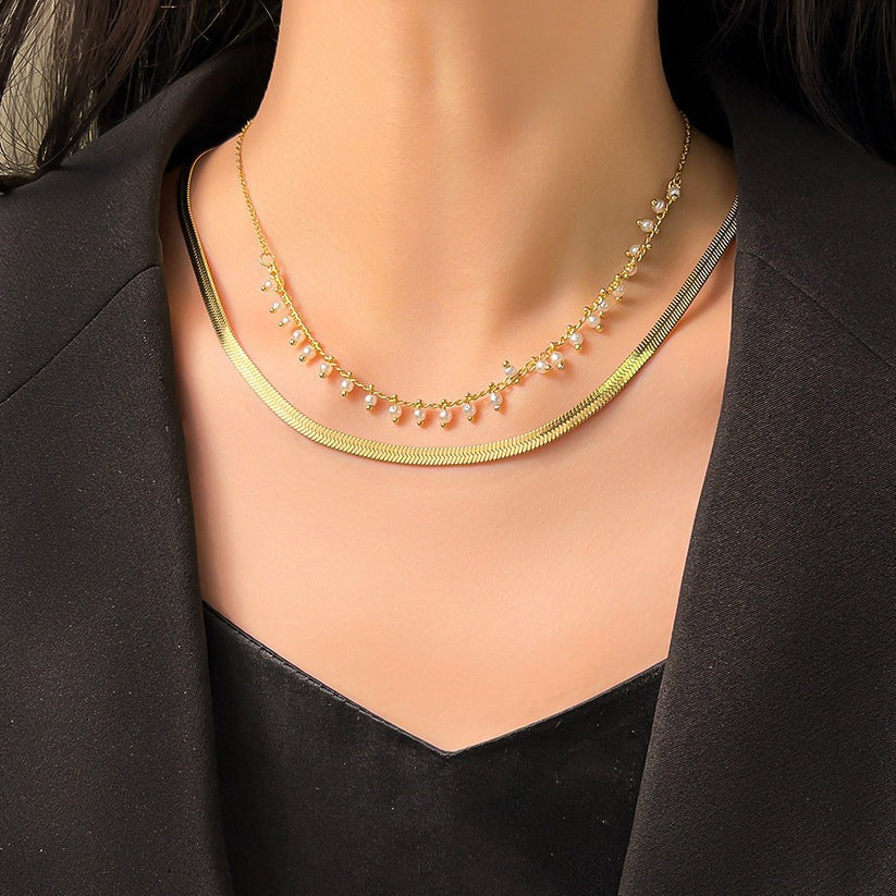 Luxury Snake Choker & Pearl Jewelry Set | 18k Gold
