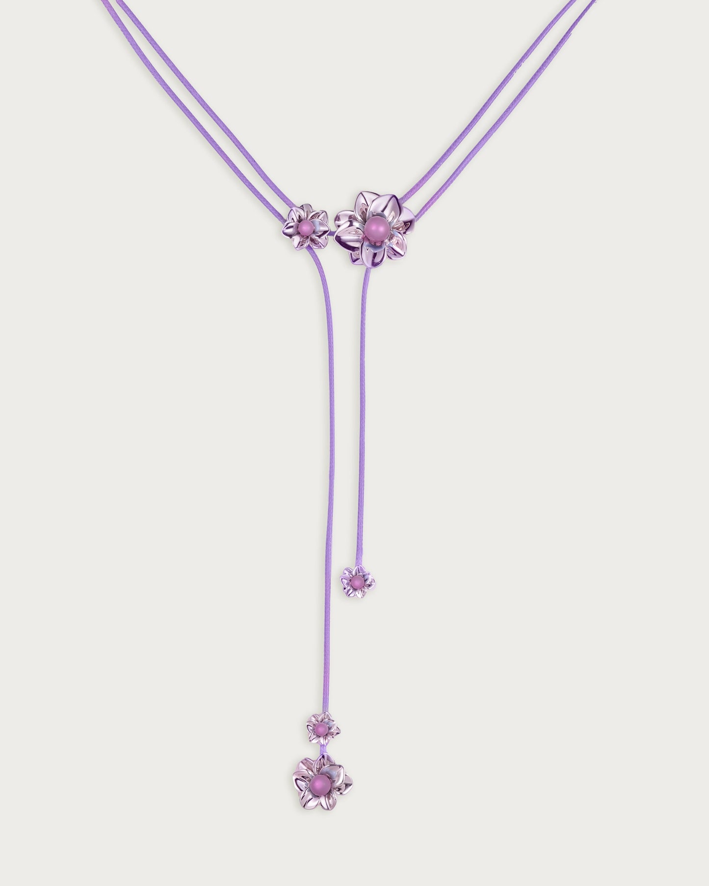 Branchlet Cord Necklace in Metallic Violet