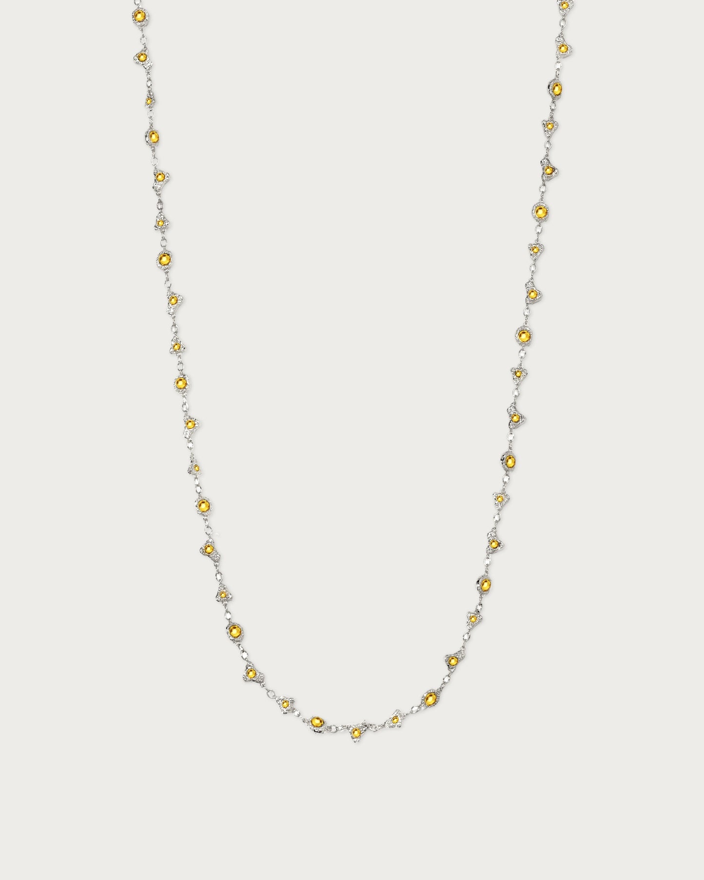 Lemon Crystal Long Chain in Silver