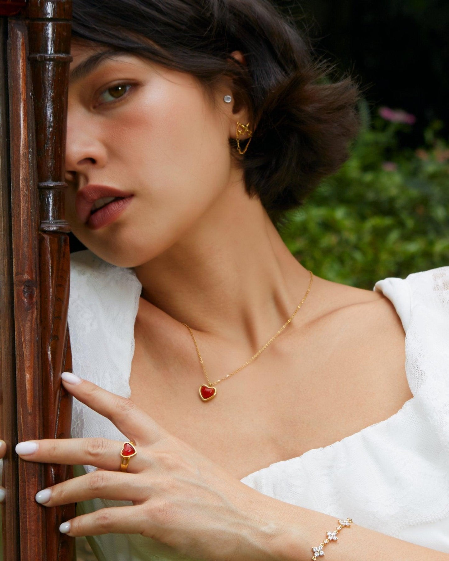 Carnelian Heart Necklace & Ring Set