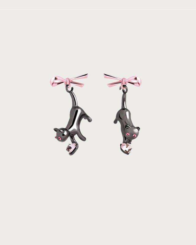 Kitty Pink Bow Earrings