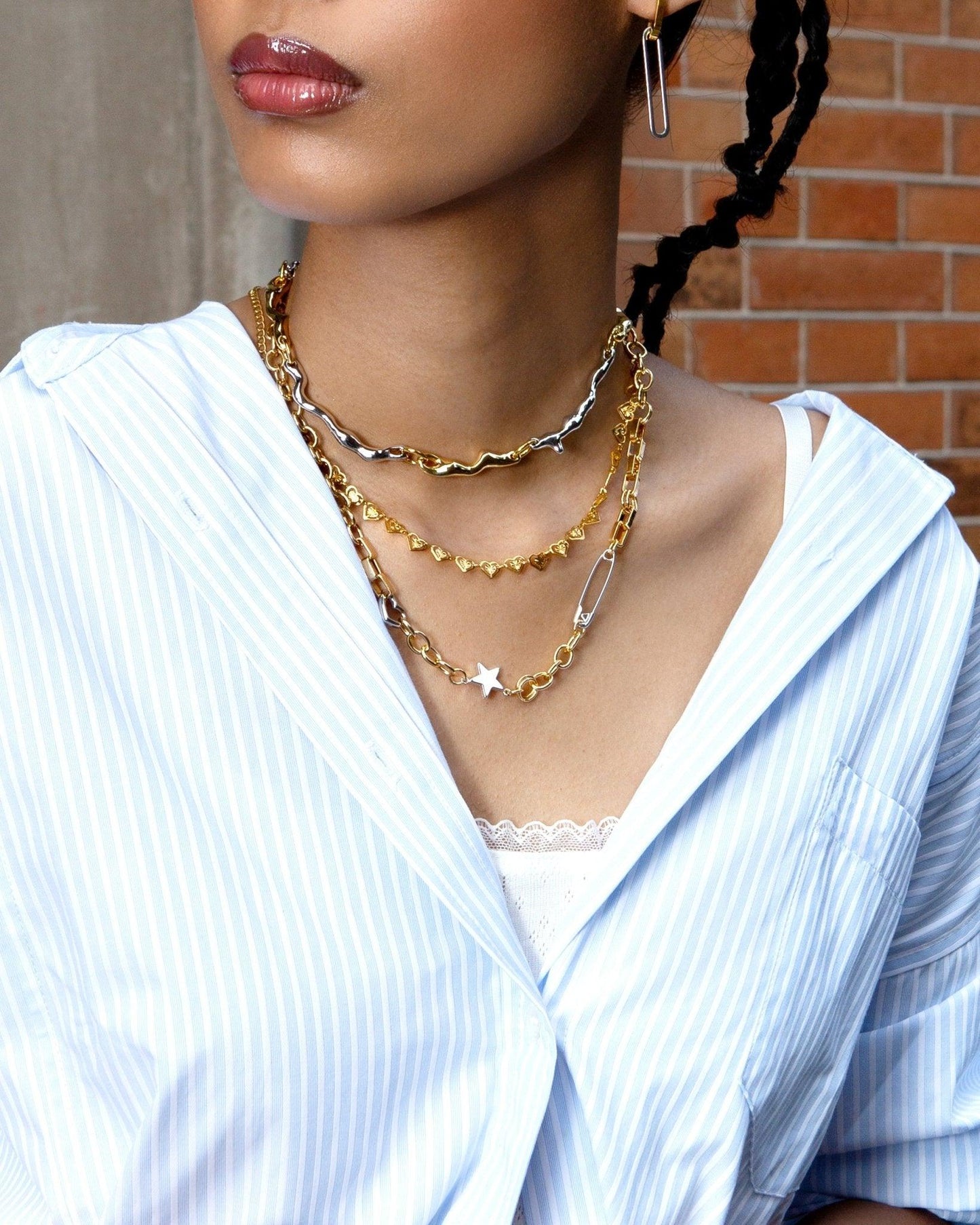 Mixed Metal Molten Necklace