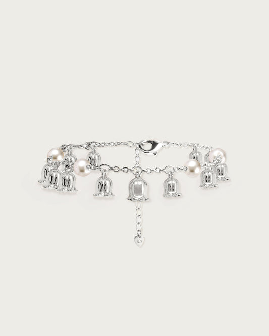 Lily of the Valley Pearl Bracelet in Silver