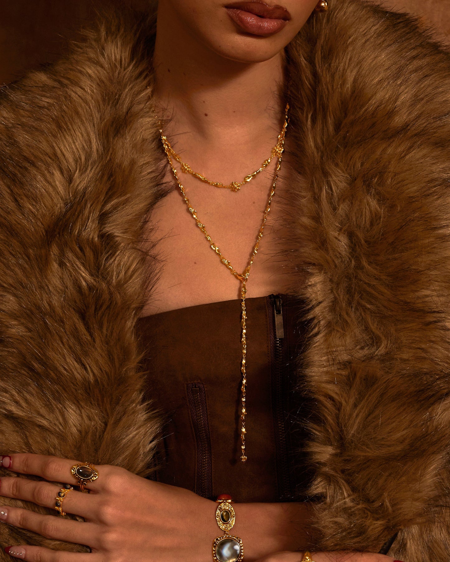 Gold Clusters Necklace Set