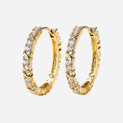 Zirconia Cross earrings | 18k gold