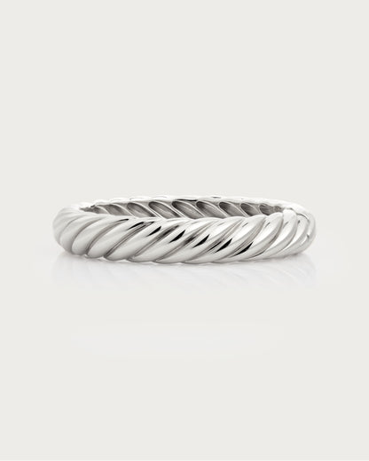 Silver Chunky Braided Bangle