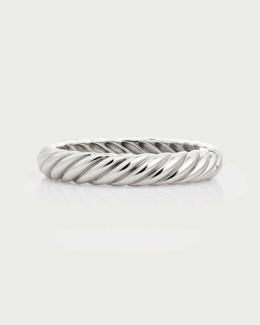 Silver Chunky Braided Bangle