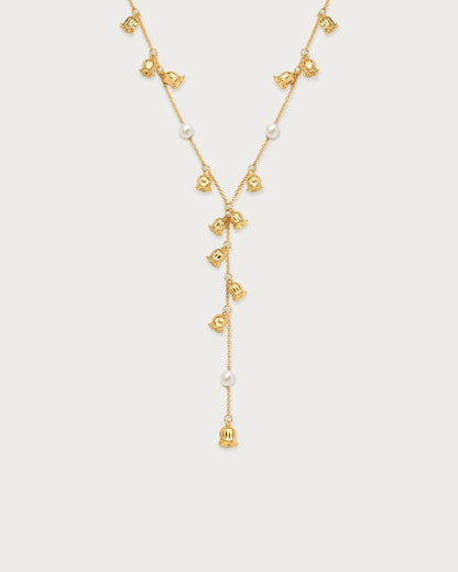 Lily of the Valley Pearl Lariat Necklace