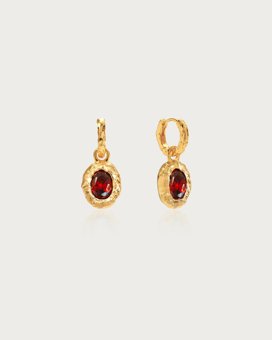 January Birthstone Earrings - Garnet