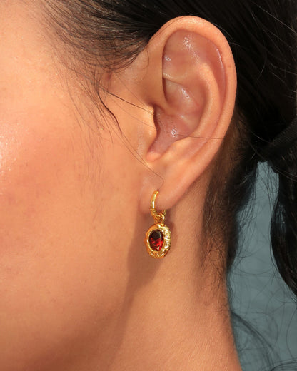 January Birthstone Earrings - Garnet