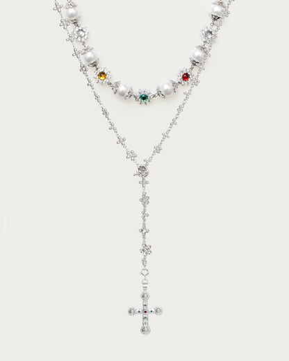 Daisy Molecule Necklace Set in Silver