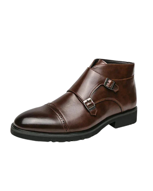 Leather Boots with Buckle Closure