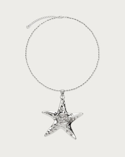 Large Starfish Necklace in Silver