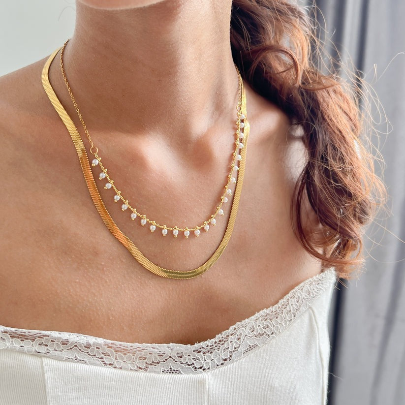 Luxury Snake Choker & Pearl Jewelry Set | 18k Gold