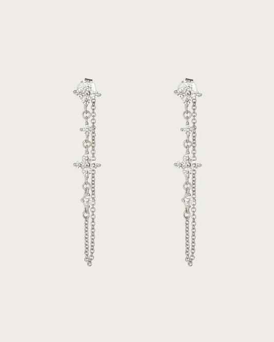 Silver Clover Drop Earrings