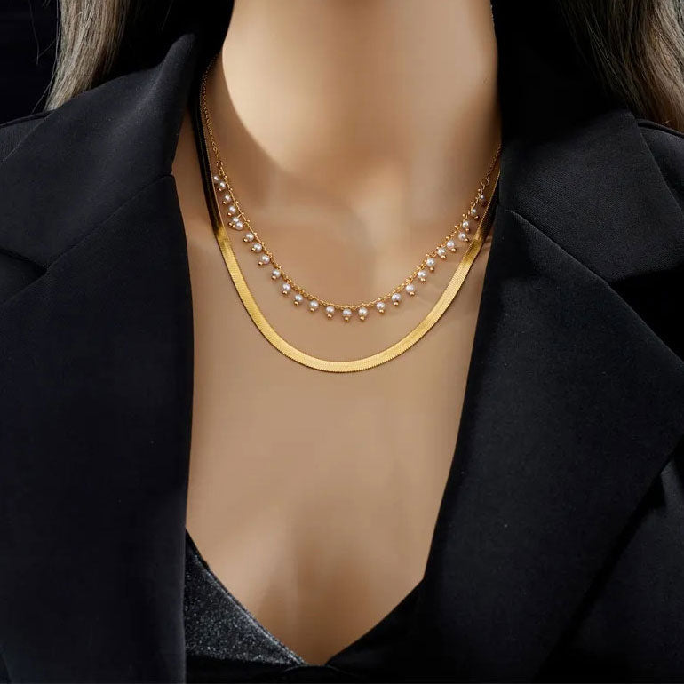 Luxury Snake Choker & Pearl Jewelry Set | 18k Gold