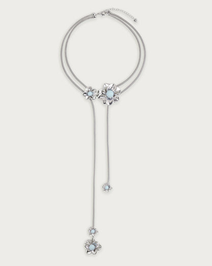 Branchlet Cord Necklace in Metallic Pink