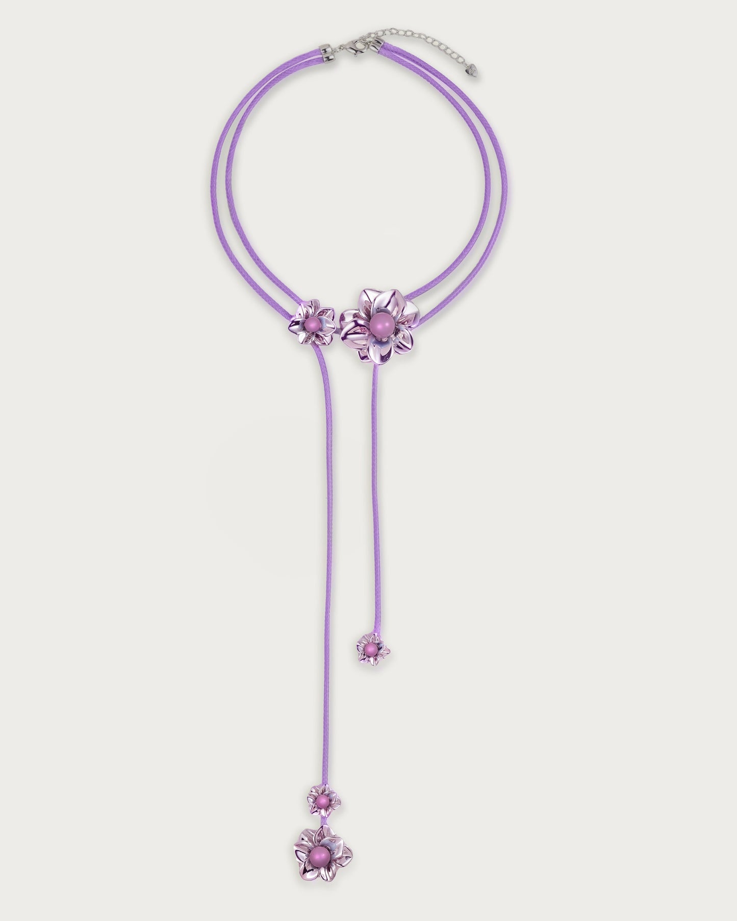 Branchlet Cord Necklace in Metallic Pink