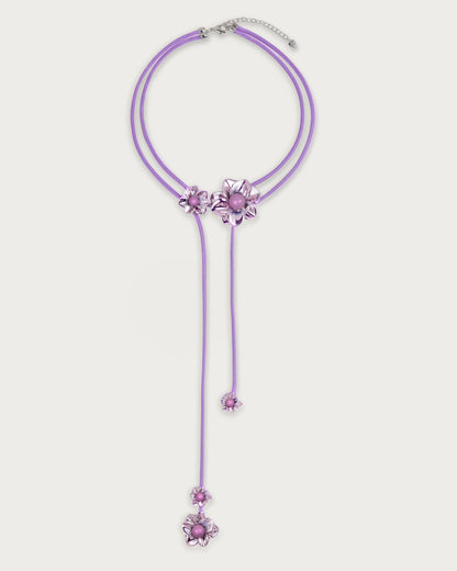 Branchlet Cord Necklace in Metallic Blue