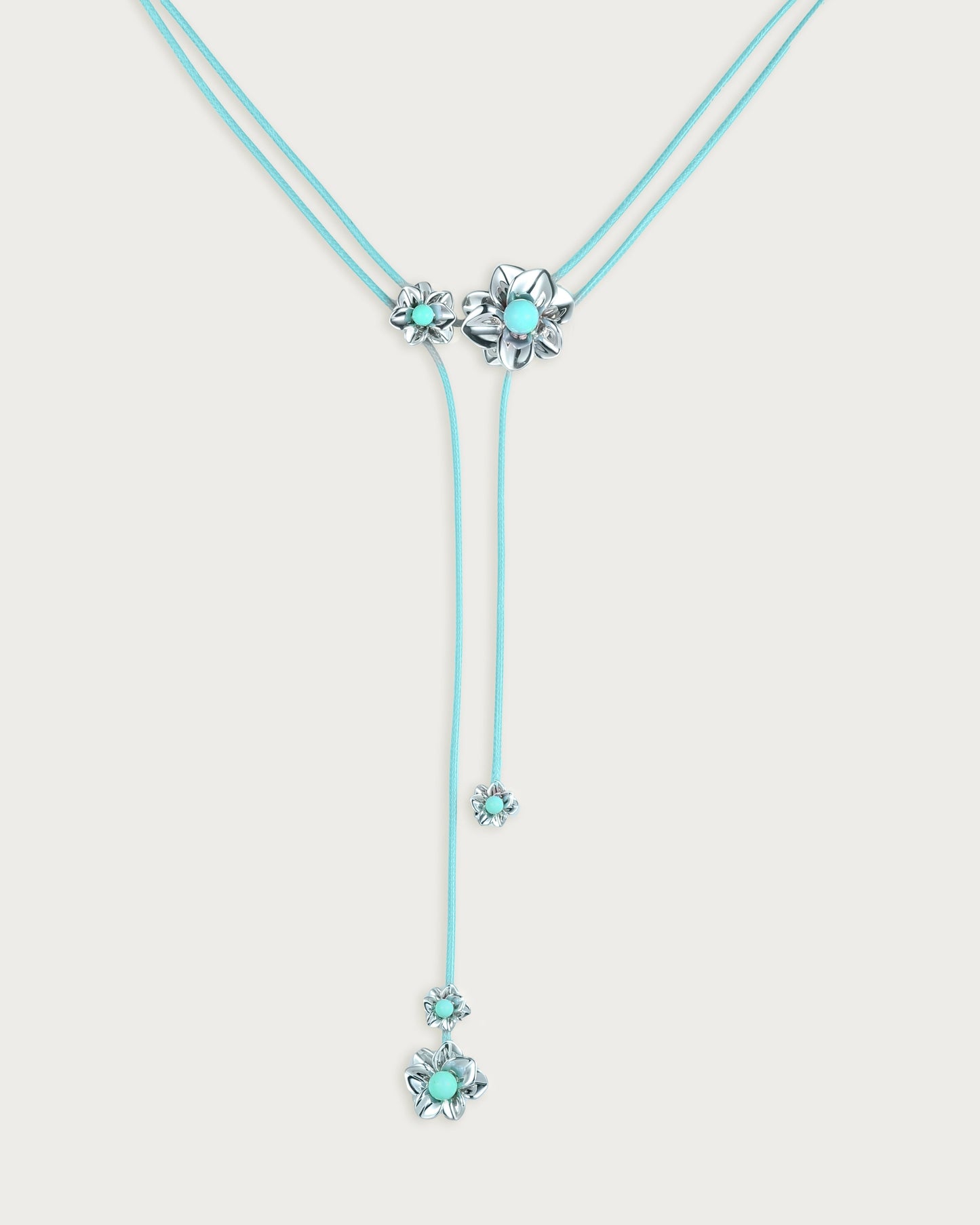Branchlet Cord Necklace in Metallic Blue