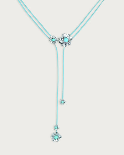 Branchlet Cord Necklace in Metallic Blue