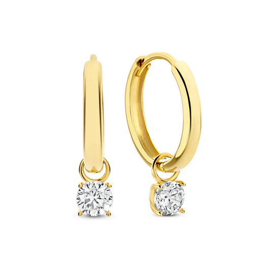 14k Gold Moonbeam Gemstone Hoop Earrings