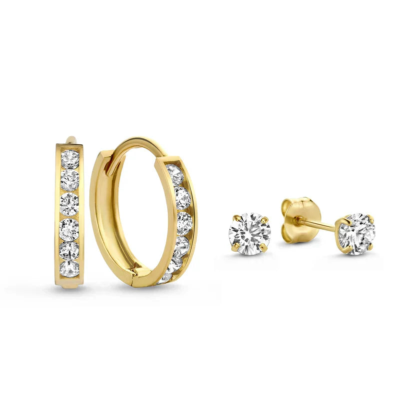 Dara Brilliant Earrings Set | 14k Gold
