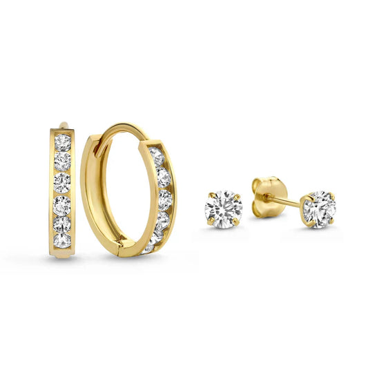Dara Brilliant Earrings Set | 14k Gold
