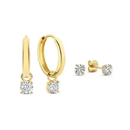 Diamond Pendant Earrings Set | 18k Gold