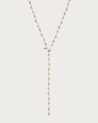 Lemon Crystal Long Chain in Silver