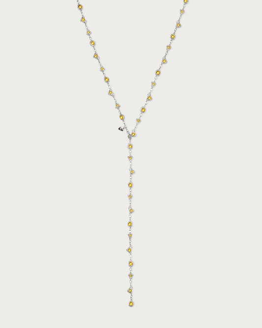 Lemon Crystal Long Chain in Silver