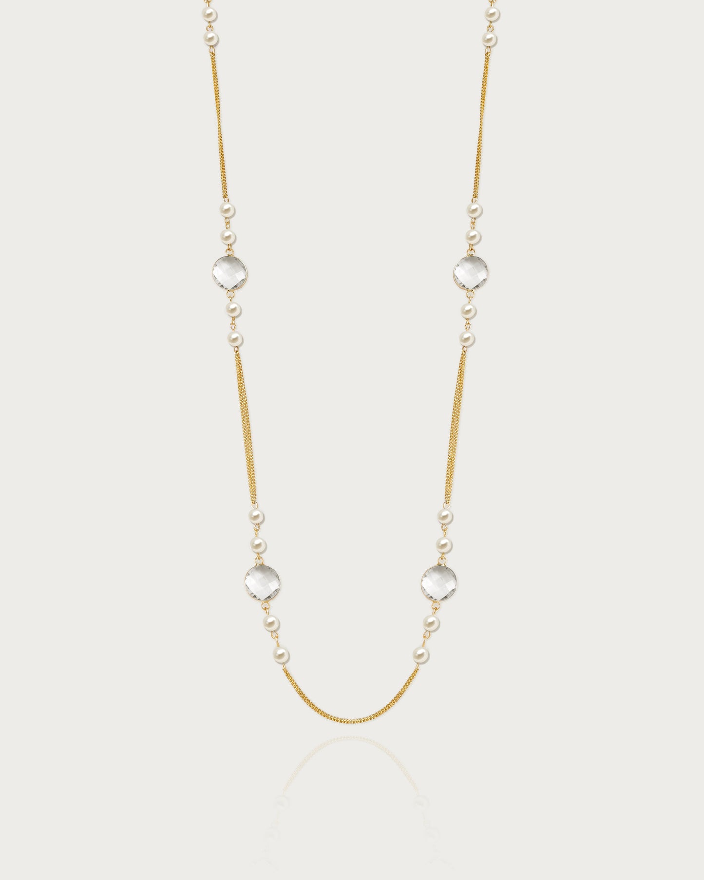 Pearl Cascade Long Station Necklace