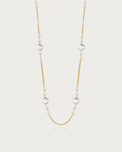 Pearl Cascade Long Station Necklace