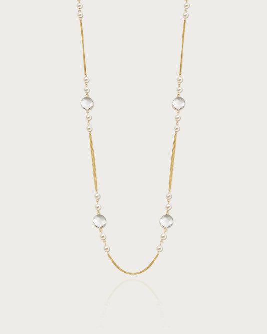 Pearl Cascade Long Station Necklace