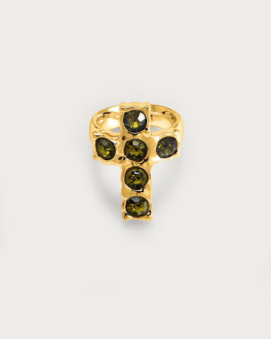 Rebel Cross Ring in Gold
