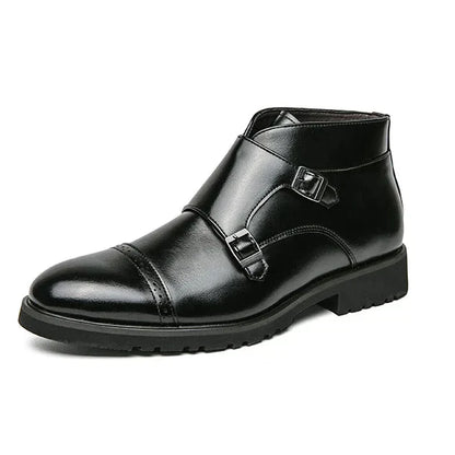 Leather Boots with Buckle Closure