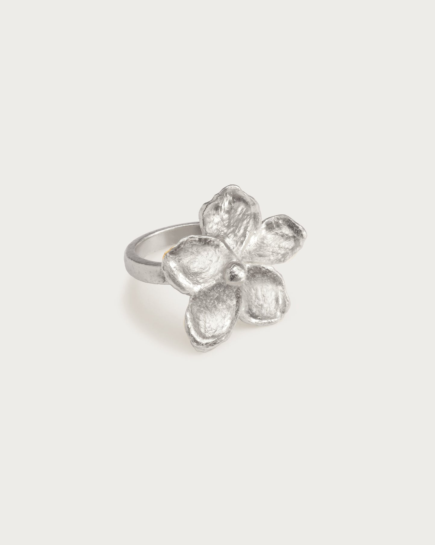 Textured Floral Ring in Silver