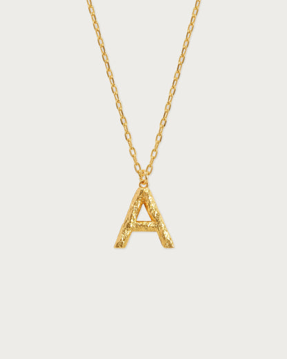Textured Initial Letter Necklace