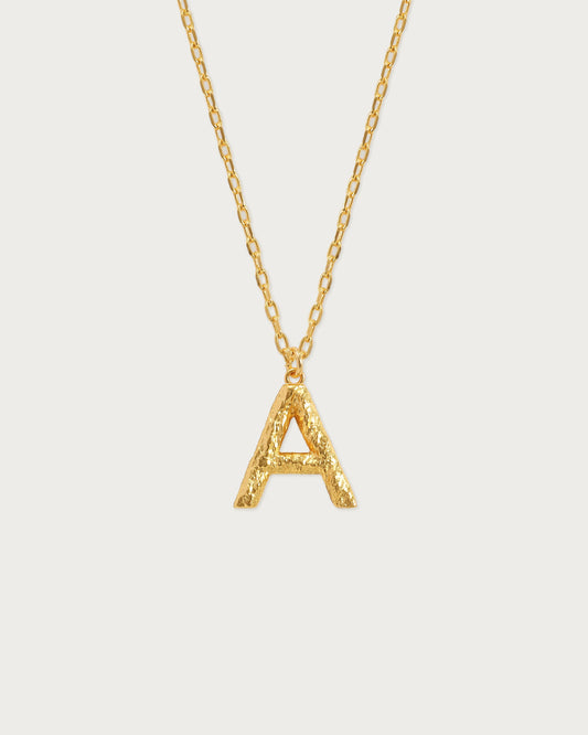 Textured Initial Letter Necklace