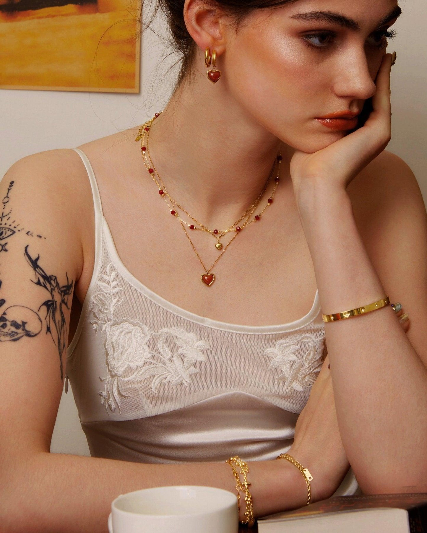 Carnelian Stone Heart Necklace