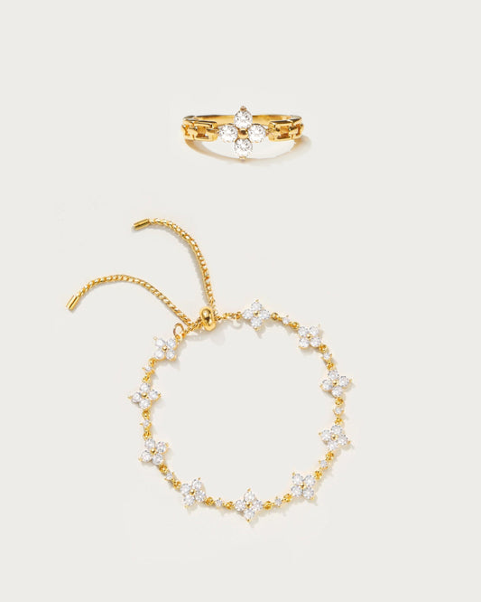 Sparkle Clover Bracelet and Ring Set