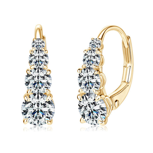Carol Earrings with Four Stones | 18k Gold