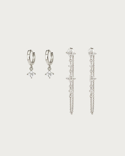 Gold Lucky Clover Earrings Set