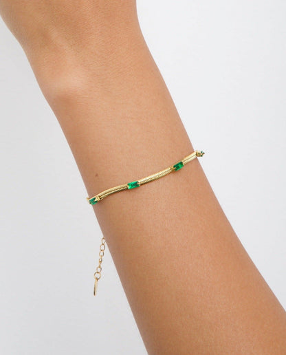 Green Herringbone Bracelet