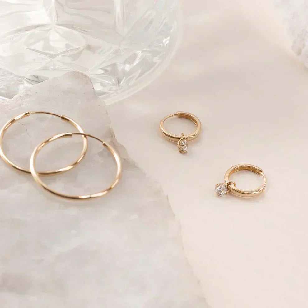 14k Gold Moonbeam Gemstone Hoop Earrings