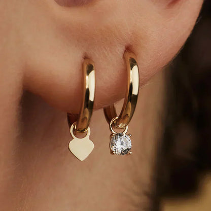 14k Gold Moonbeam Gemstone Hoop Earrings